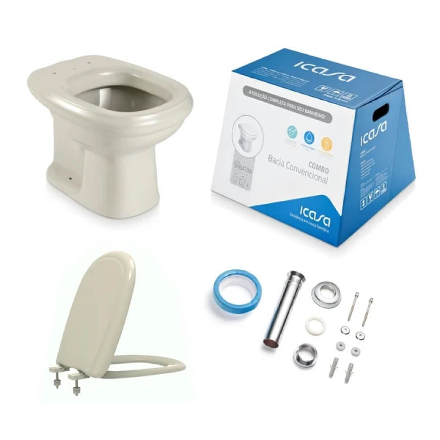 Kit Vaso Sanitário Convencional Sabatini Palha - Santa Cruz Acabamentos