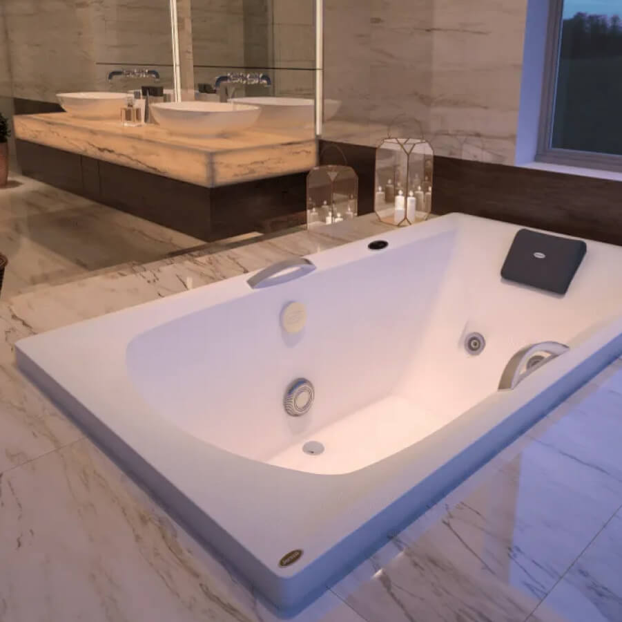 Banheira Com Hidro Carina Ca170110g4a Branco P1 170×110 – Jacuzzi - Santa Cruz Acabamentos