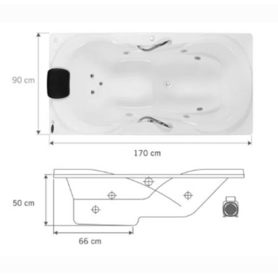 Banheira Com Hidro Due Cril Acrílico Ha087wc Branco 170×90 – Astra - Santa Cruz Acabamentos