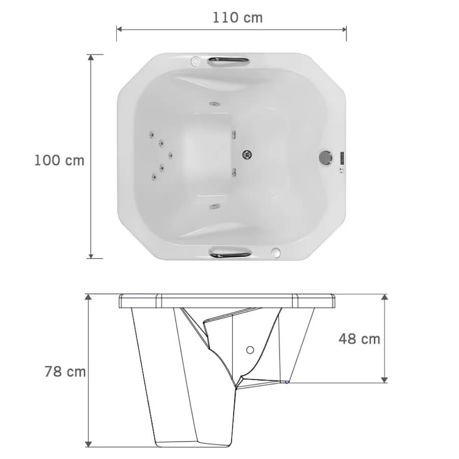 Banheira Com Hidro Ofuro Zen Gel H241xc Branco 110×100 – Astra - Santa Cruz Acabamentos