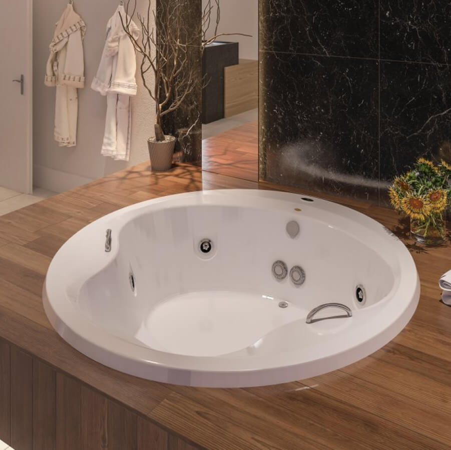 Banheira Hidromassagem Aquecedor Luxura Lx181ra Branco 181cm Redonda – Jacuzzi - Santa Cruz Acabamentos