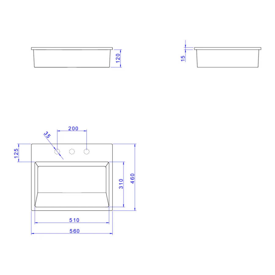 Cuba Sob Retangular Válvula Oculta L870 Branco 55×45 – Deca - Santa Cruz Acabamentos