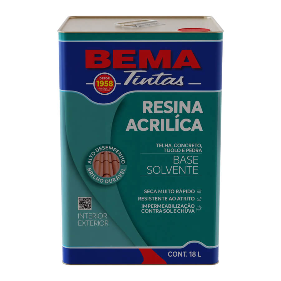 Resina Acrilica Incolor Base Solvente Lata 18L – Bema - Santa Cruz Acabamentos